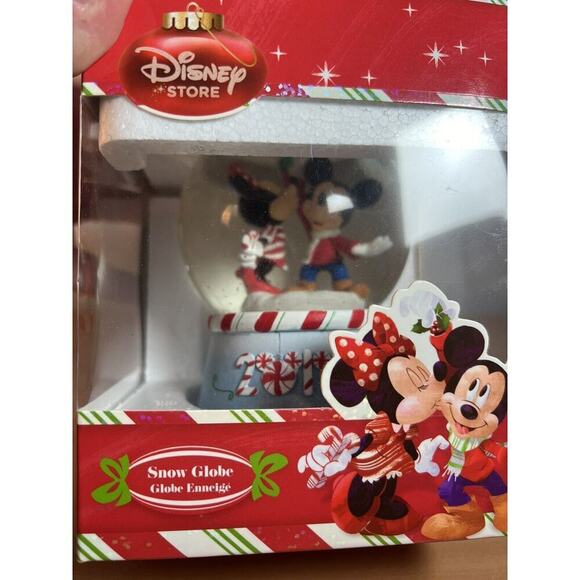 Disney Store Minnie Kissing Mickey Christmas 2010 4.5" Tall Snow Globe - Picture 2 of 7